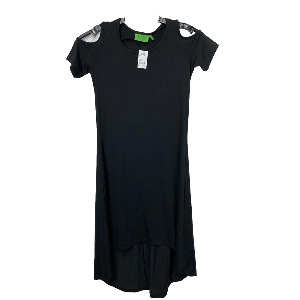 LOGO Lori‎ Goldstein Women's Sz XS  Black Cold Shoulder Dress (C1) NWT's